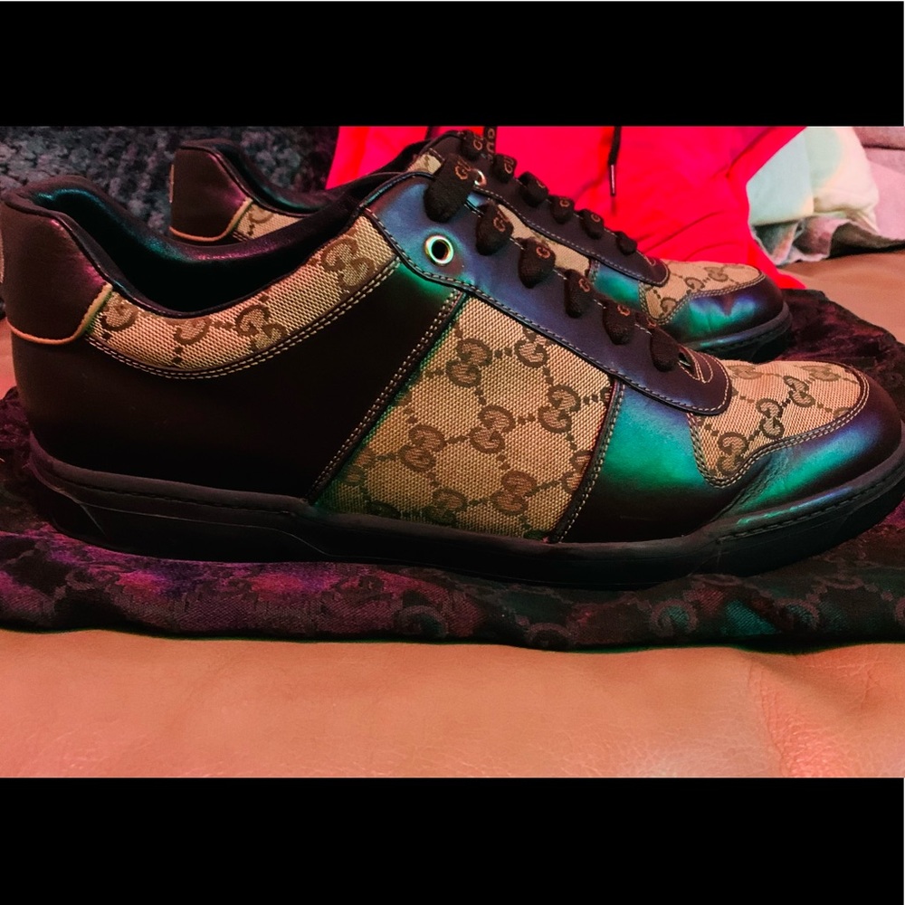 GUCCI FLORENCE MONOGRAM GG SIZE 12 SNEAKERS NEW - Picture 7 of 13